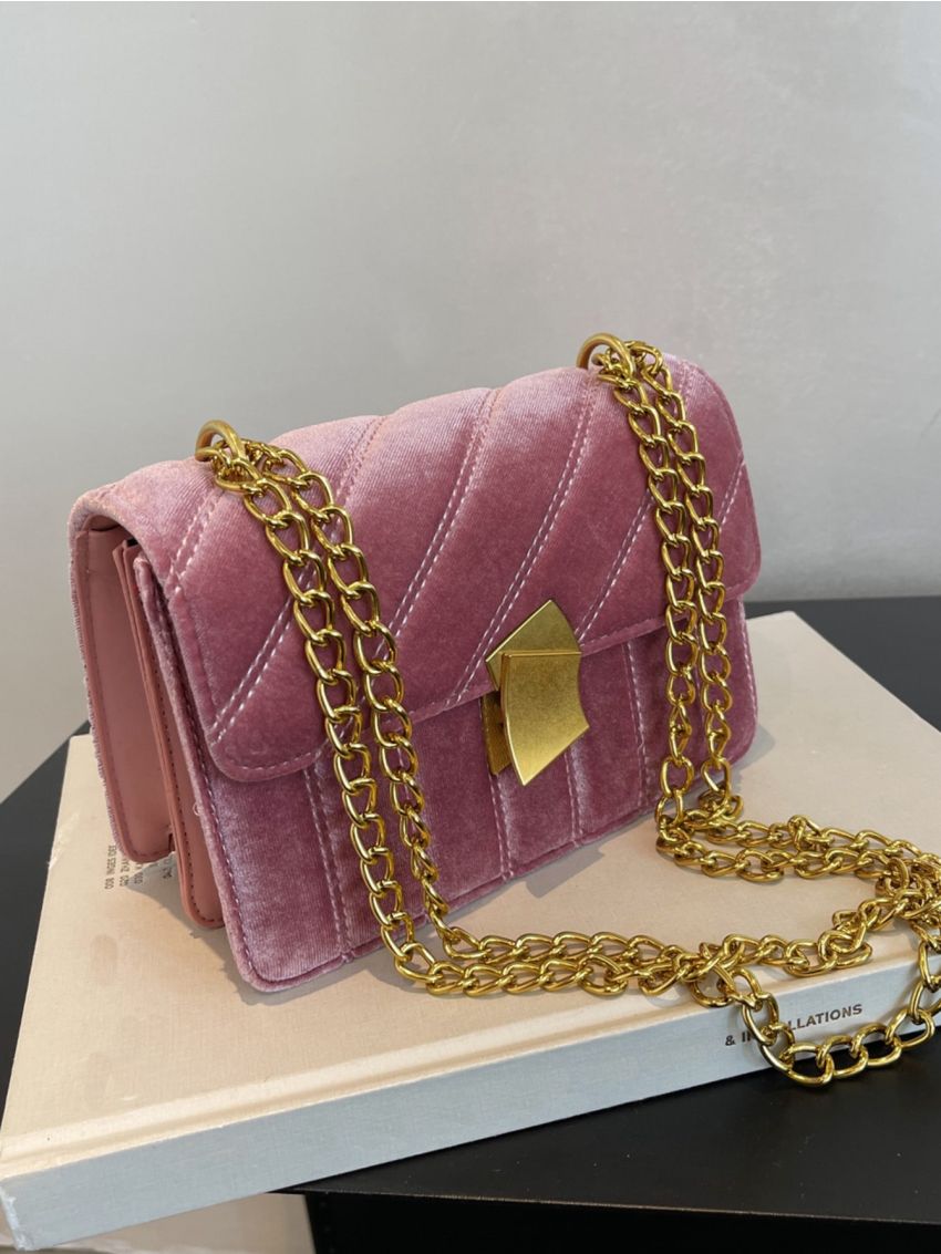 Quilted Flap Chain Square Bag
