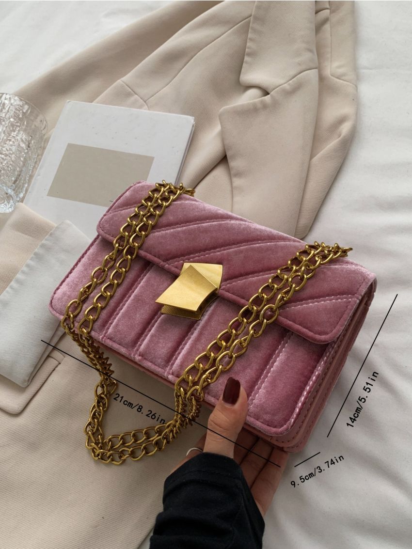 Quilted Flap Chain Square Bag
