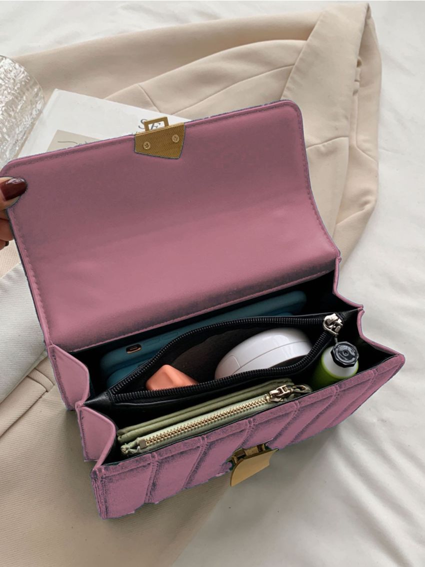 Quilted Flap Chain Square Bag