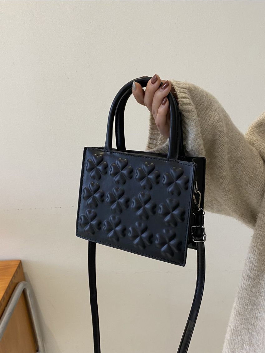 Mini Clover Embossed Square Bag