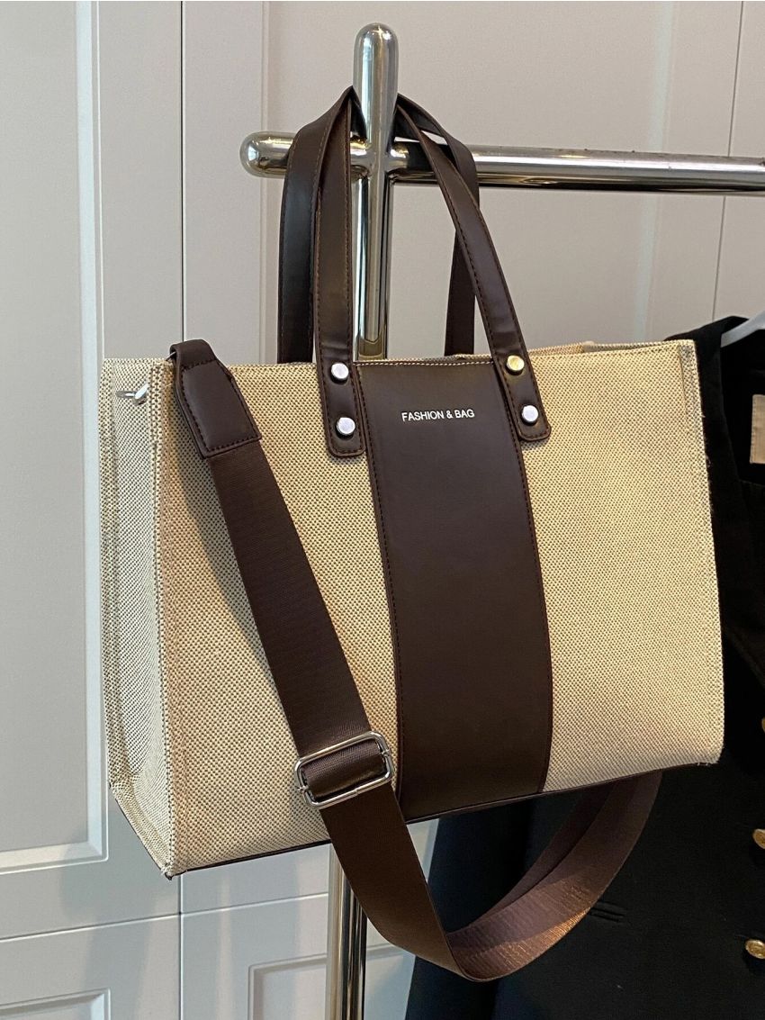 Letter Graphic Shoulder Tote Bag