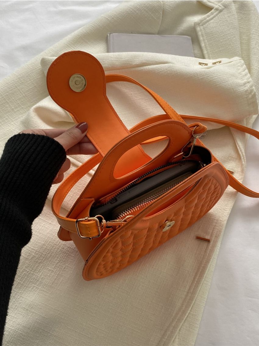 Neon Orange Crocodile Embossed Novelty Bag