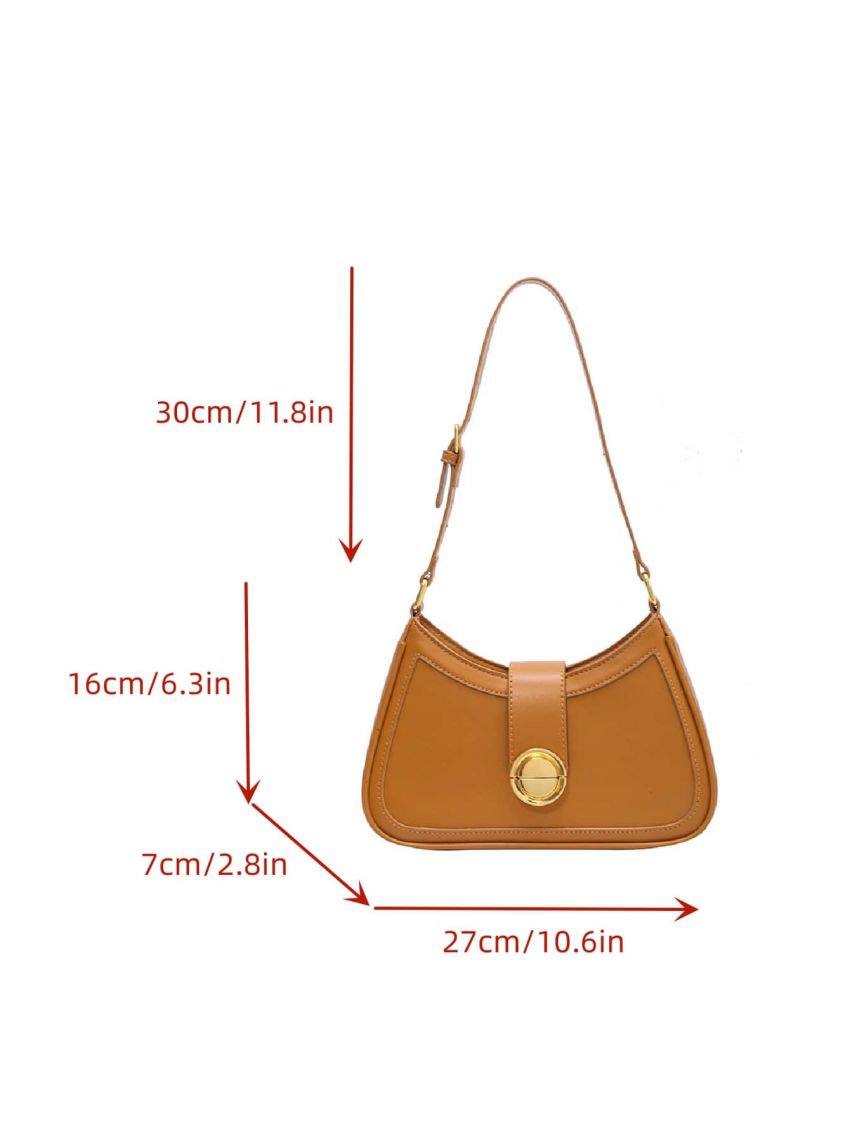 Metal Decor Baguette Bag