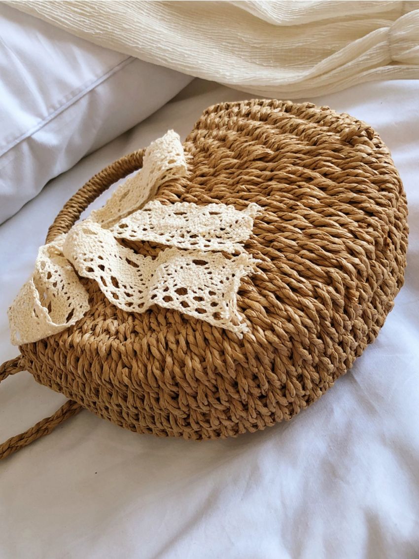 Twilly Scarf Decor Straw Bag