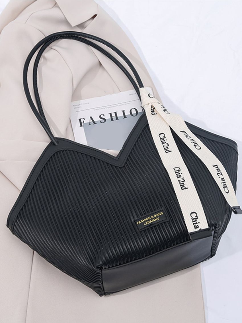 Letter Graphic Bucket Bag With Purse