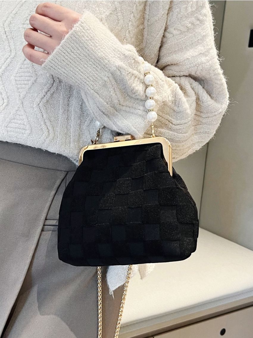Mini Faux Pearl Decor Chain Satchel Bag
