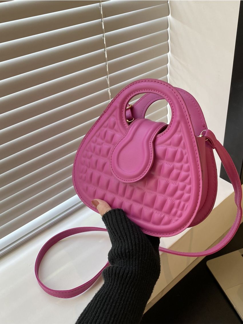 Neon Pink Crocodile Embossed Novelty Bag