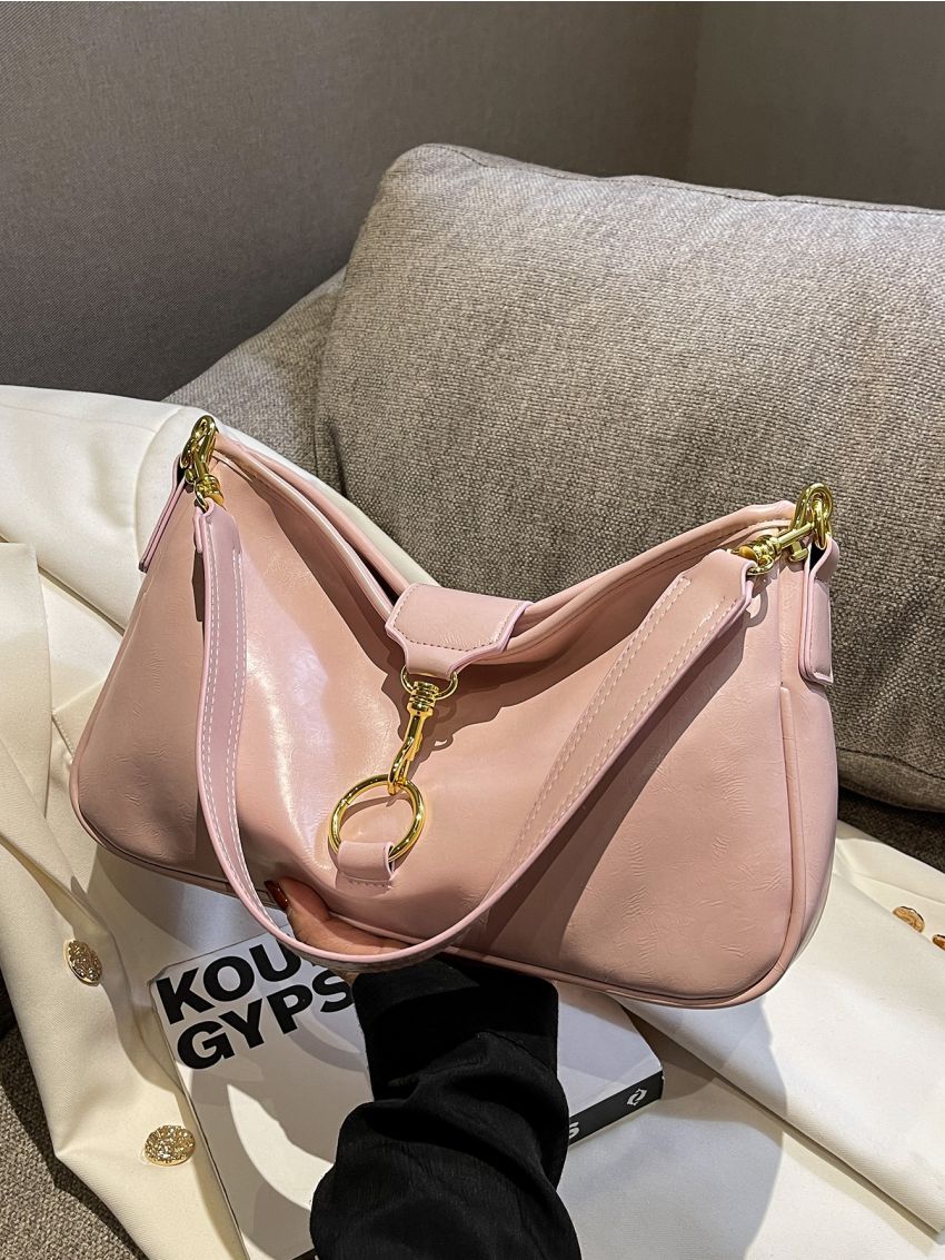 Metal Decor Hobo Bag