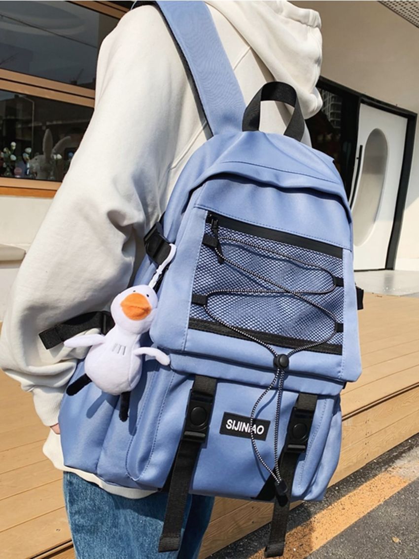 Drawstring Detail Laptop Backpack With Bag Charm