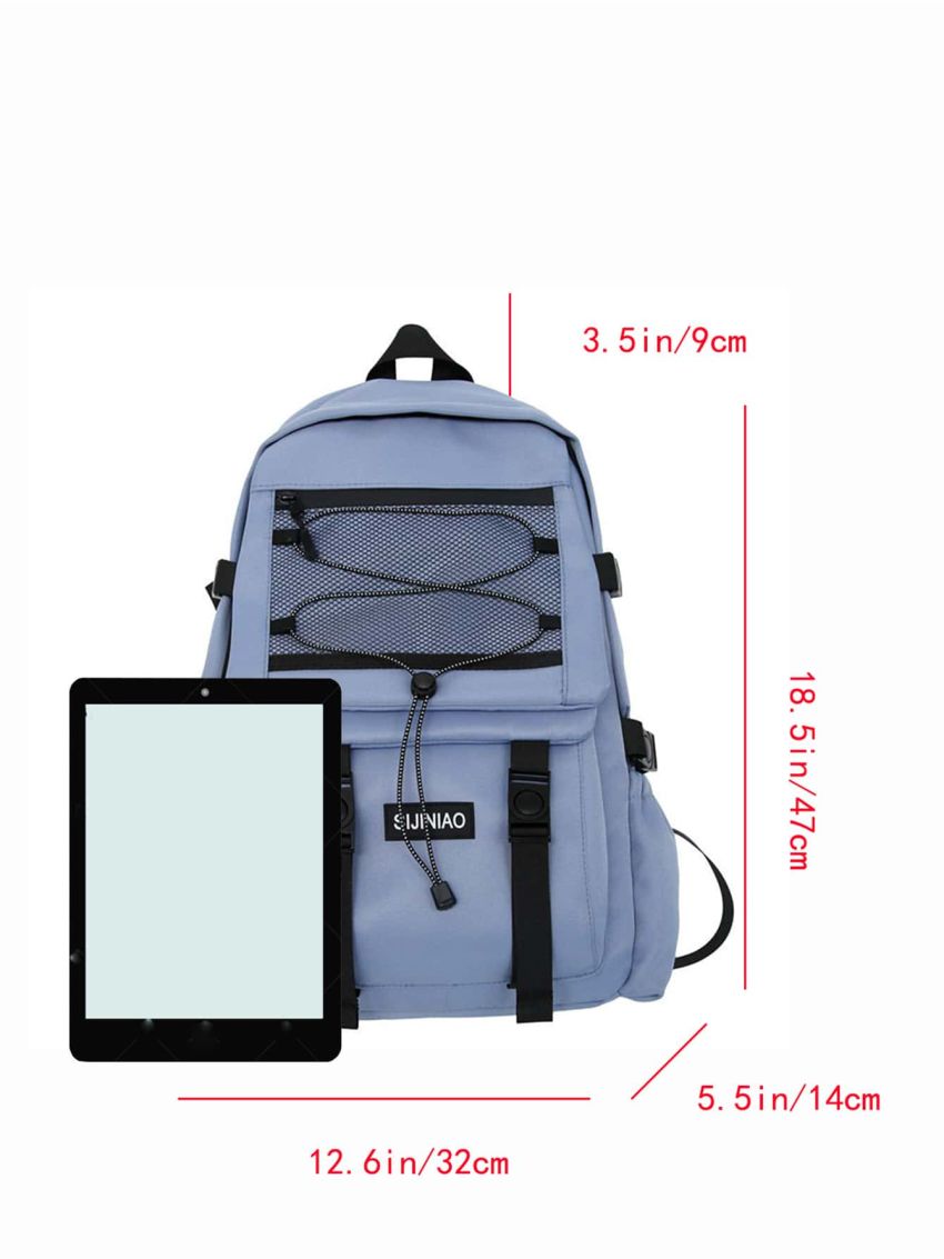 Drawstring Detail Laptop Backpack With Bag Charm