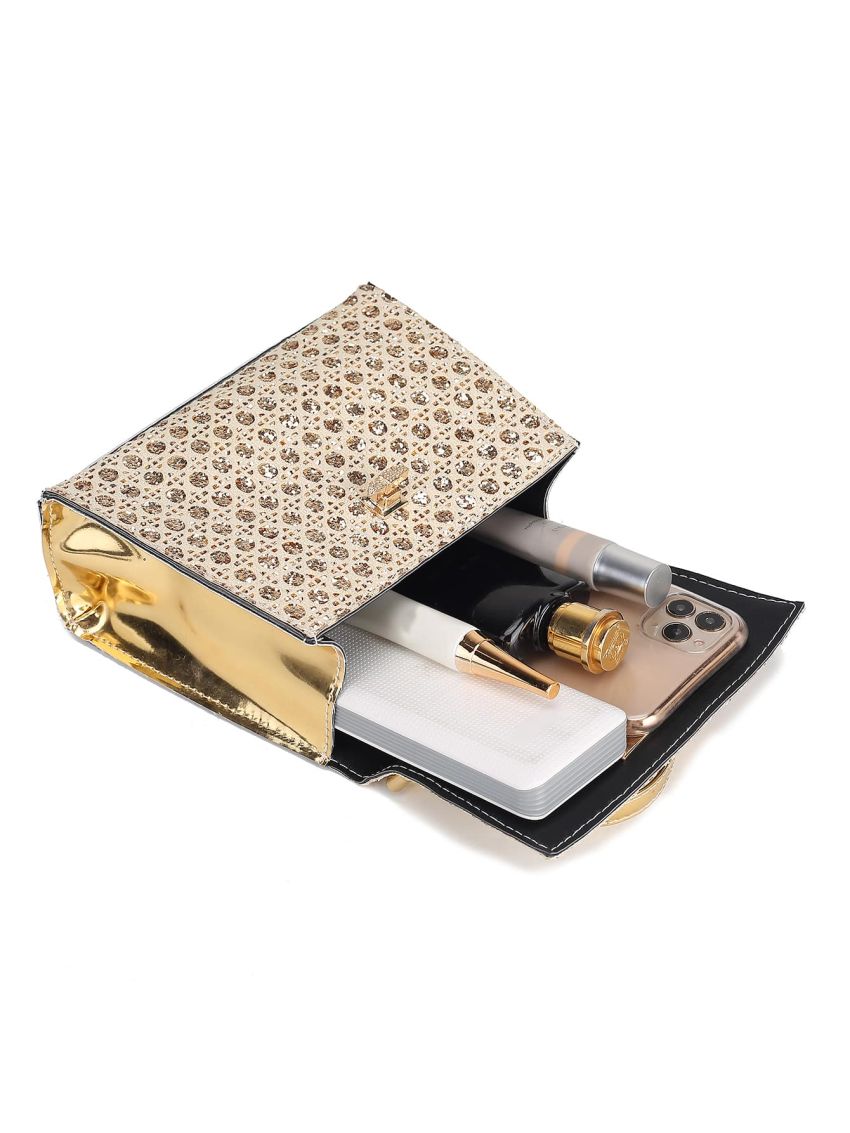Mini Glitter Twist Lock Flap Square Bag