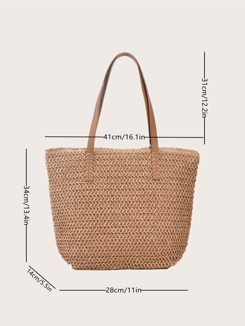 Stitch Detail Straw Bag