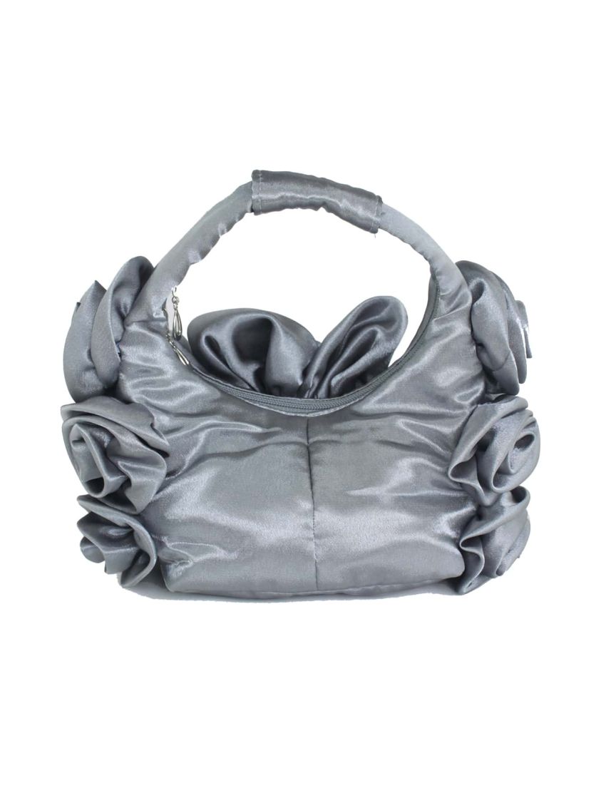 Flower Decor Top Handle Evening Bag