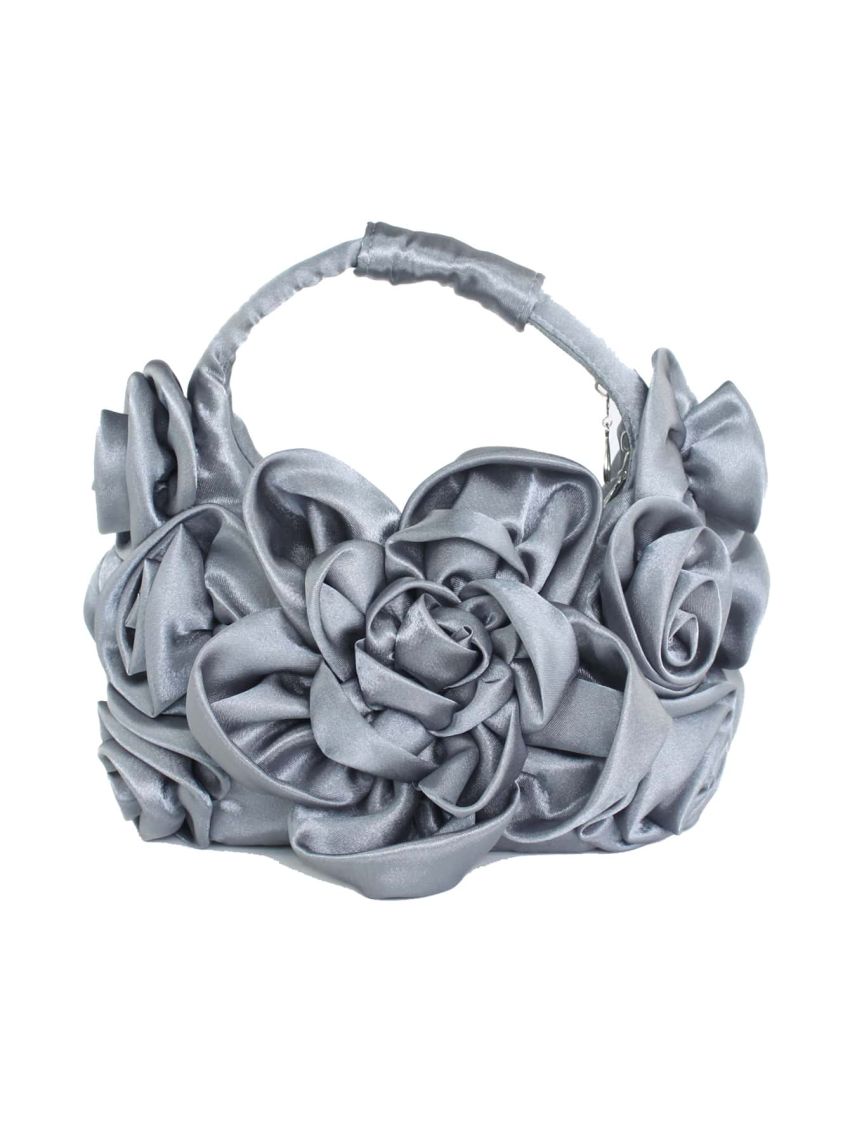 Flower Decor Top Handle Evening Bag