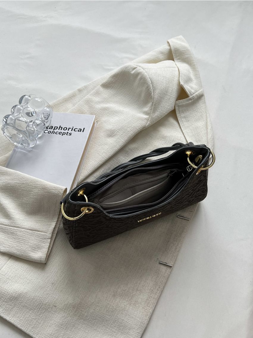 Letter Decor Baguette Bag