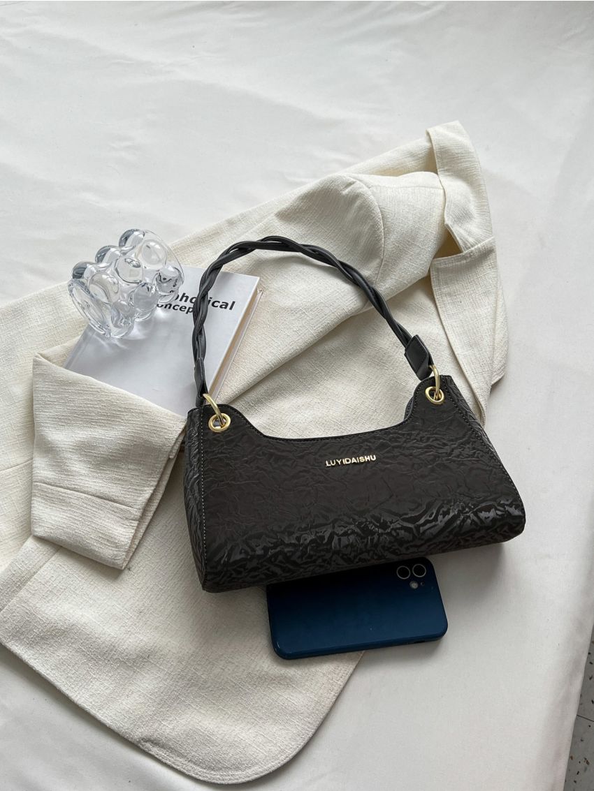 Letter Decor Baguette Bag