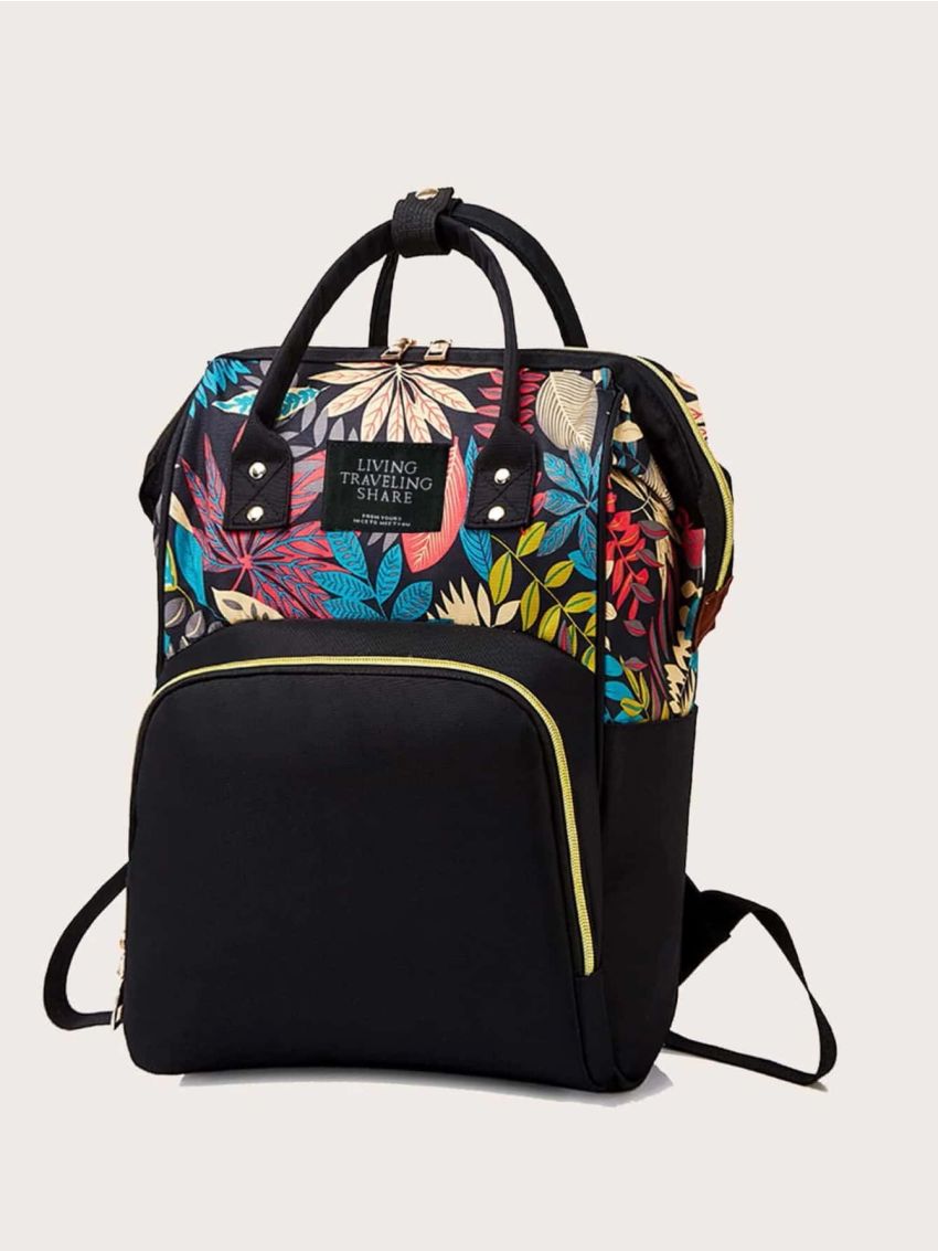 Tropical Pattern Studded Decor Classic Backpack, Mothers Day Gift For Mom