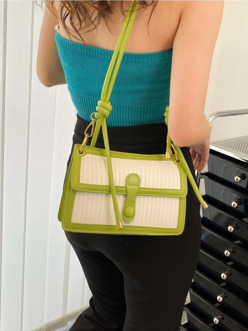 Two Tone Flap Square Bag