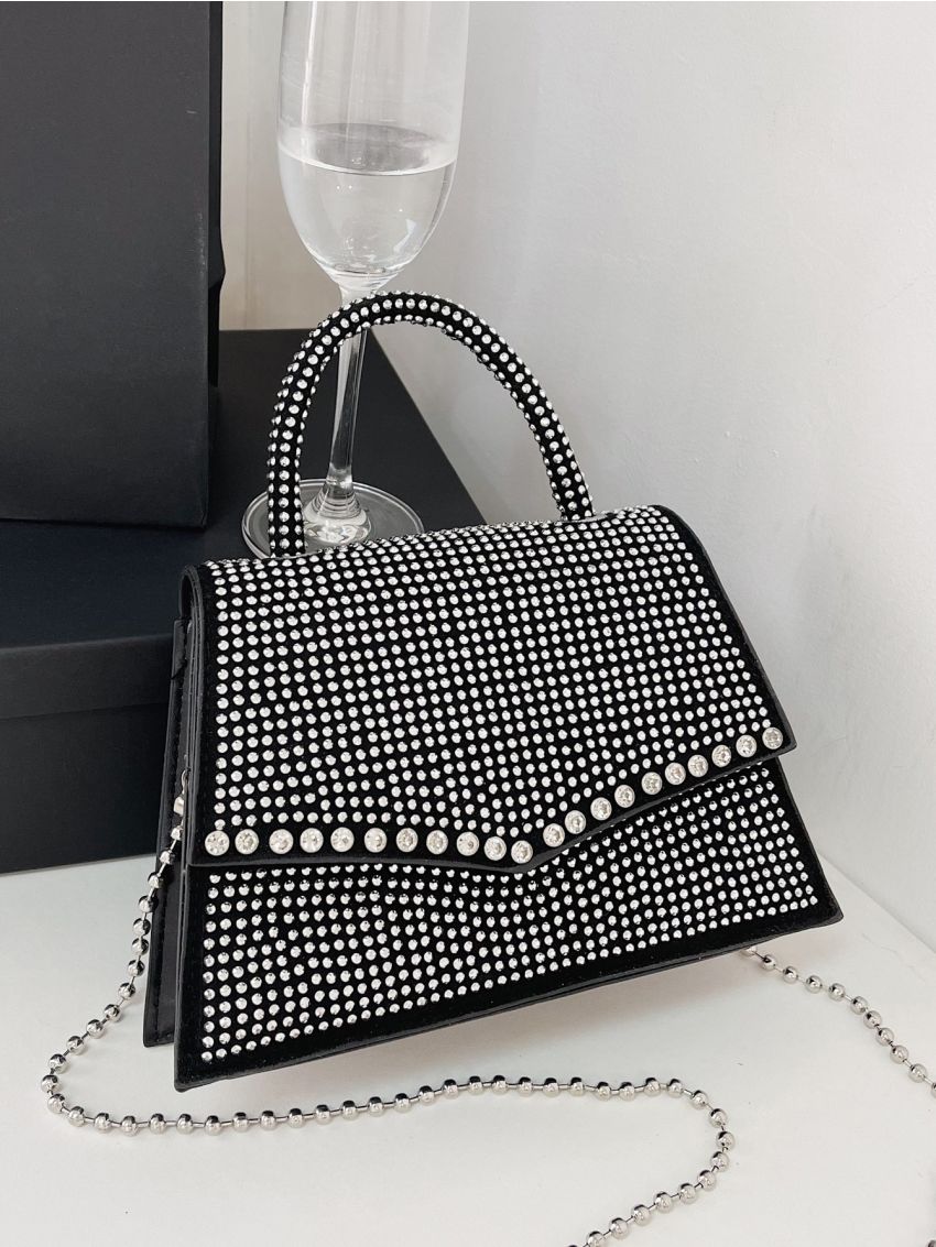 Studded Decor Flap Square Bag