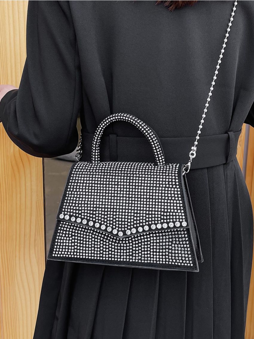 Studded Decor Flap Square Bag