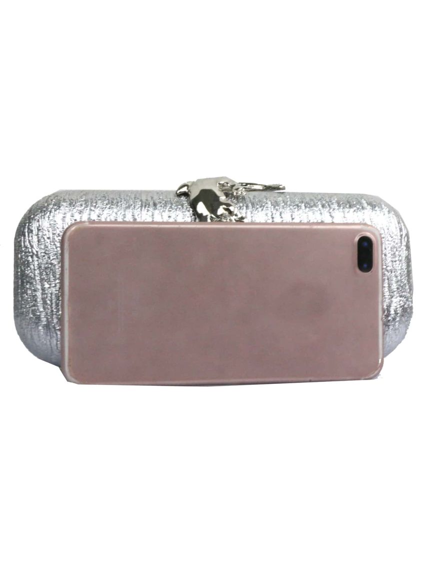 Metallic Rhinestone & Animal Decor Chain Box Bag