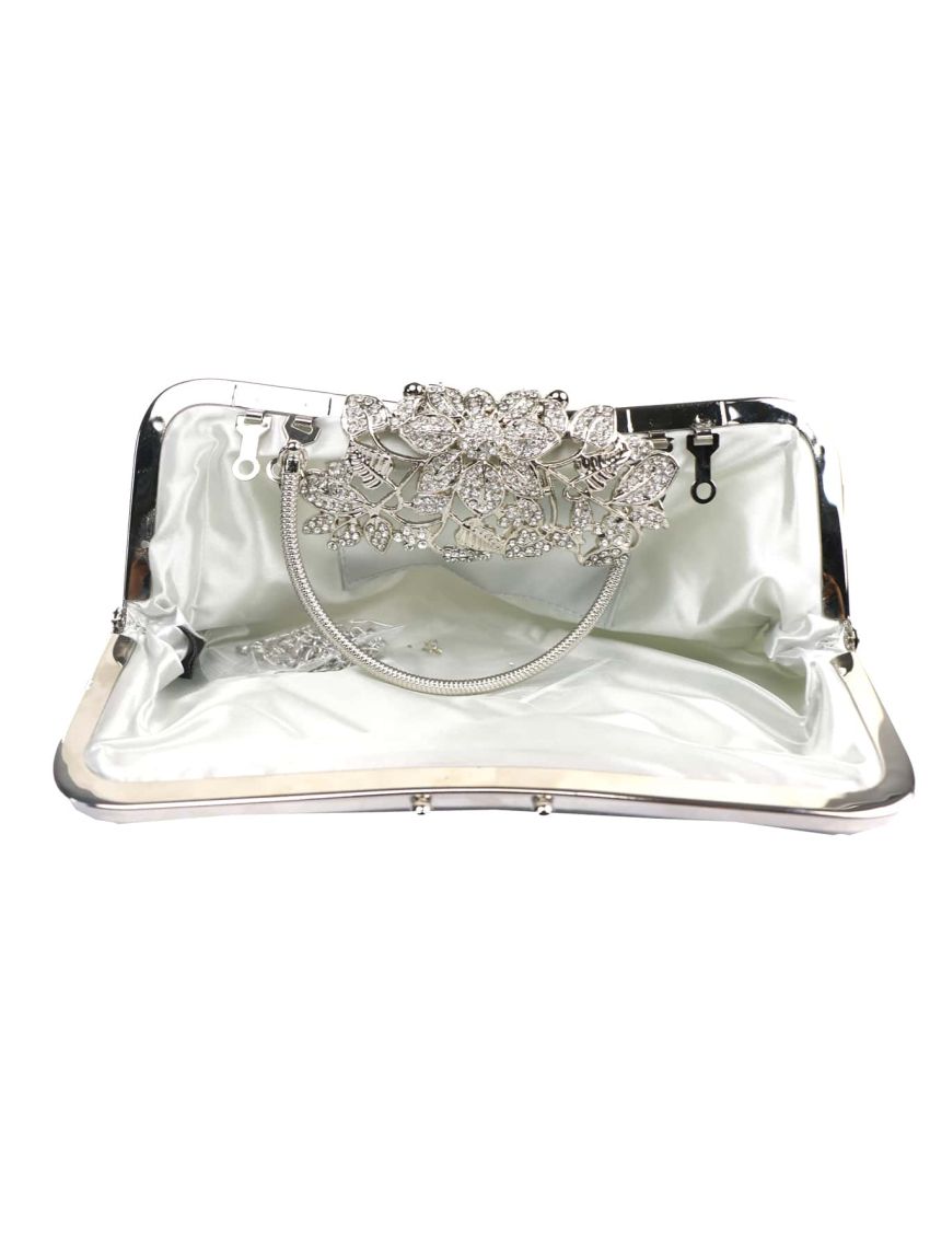 Cubic Zirconia & Flower Decor Evening Bag