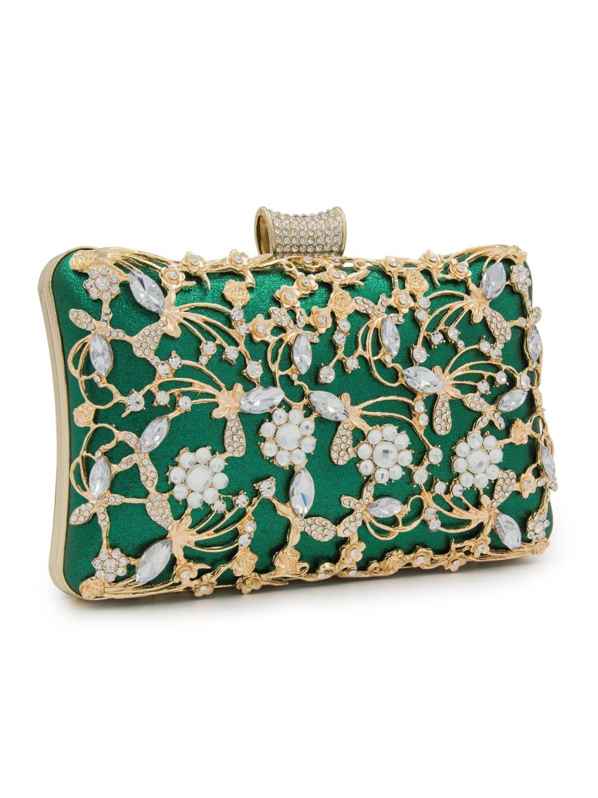 Mini Rhinestone & Flower Decor Chain Box Bag