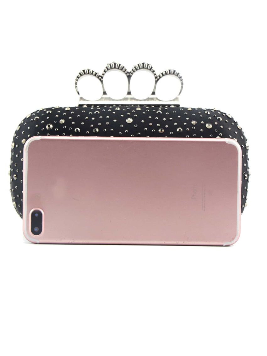 Mini Rhinestone & Flower Decor Chain Box Bag