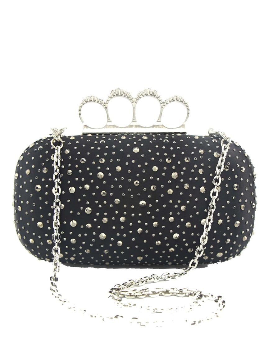 Mini Rhinestone & Flower Decor Chain Box Bag