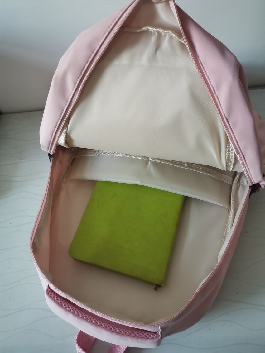 Letter Patch Decor Functional Backpack With Cartoon Charm