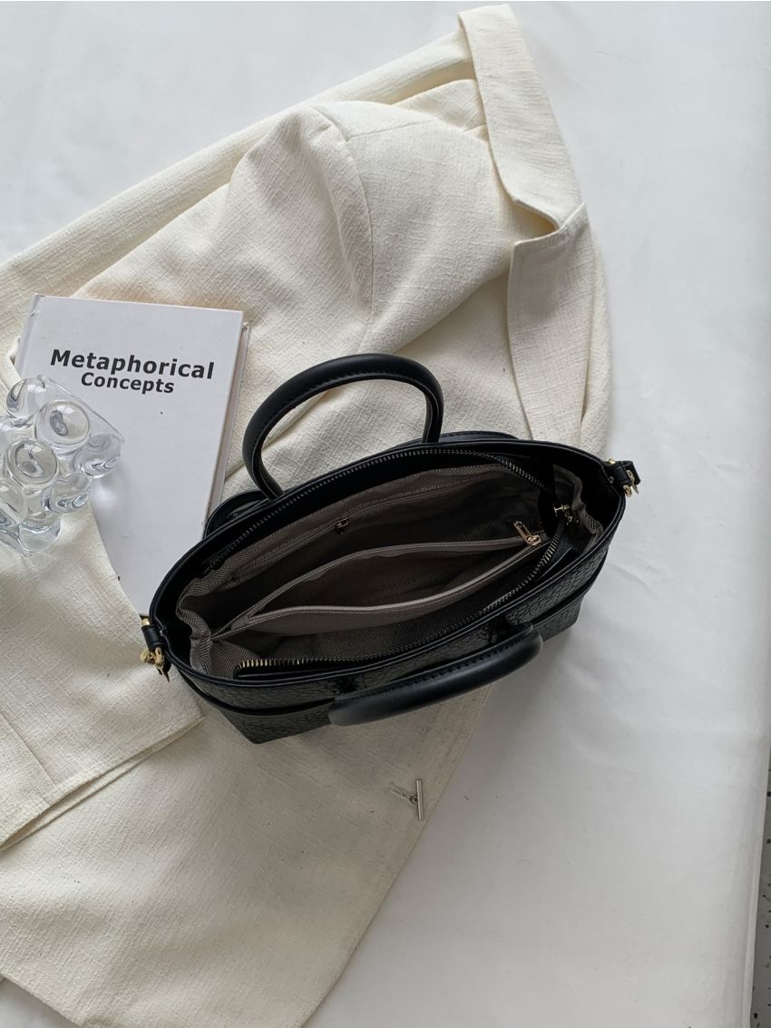 Litchi Embossed Satchel Bag