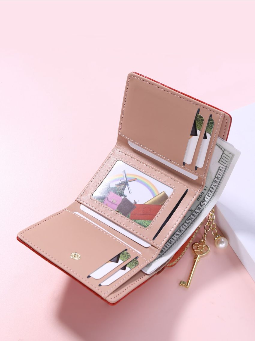 Crocodile Embossed Key & Lock Decor Small Wallet