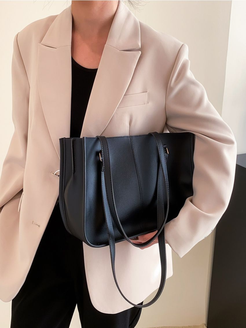 Studded Detail Shoulder Tote Bag