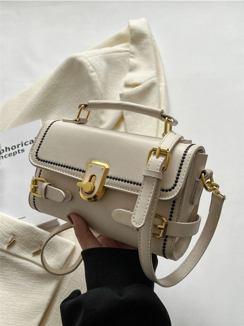 Mini Embroidered Detail Buckle Decor Square Bag