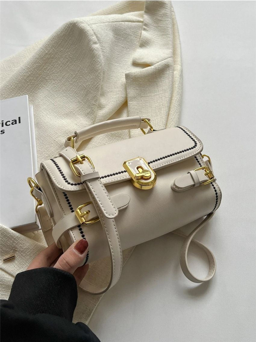 Mini Embroidered Detail Buckle Decor Square Bag