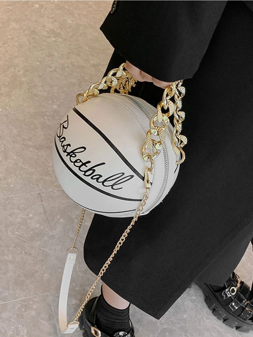 Mini Letter Graphic Chain Circle Bag