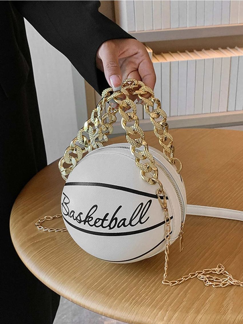 Mini Letter Graphic Chain Circle Bag