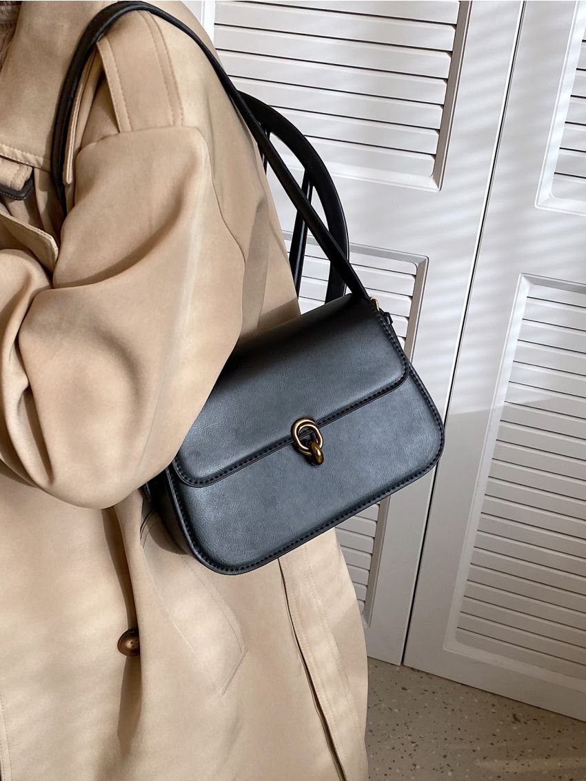 Metal Decor Flap Saddle Bag