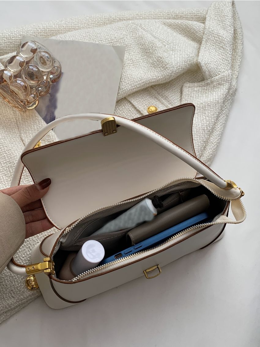 Push Lock Flap Baguette Bag