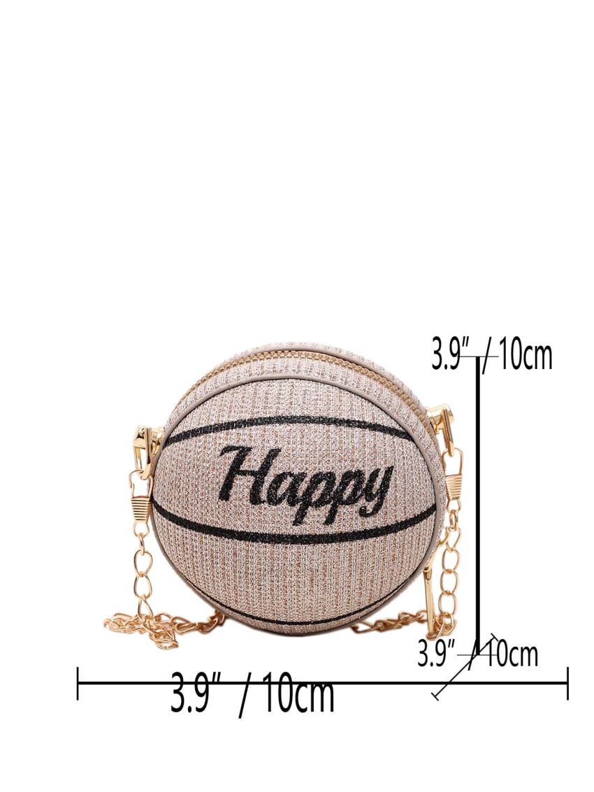 Mini Glitter Letter Graphic Chain Circle Bag