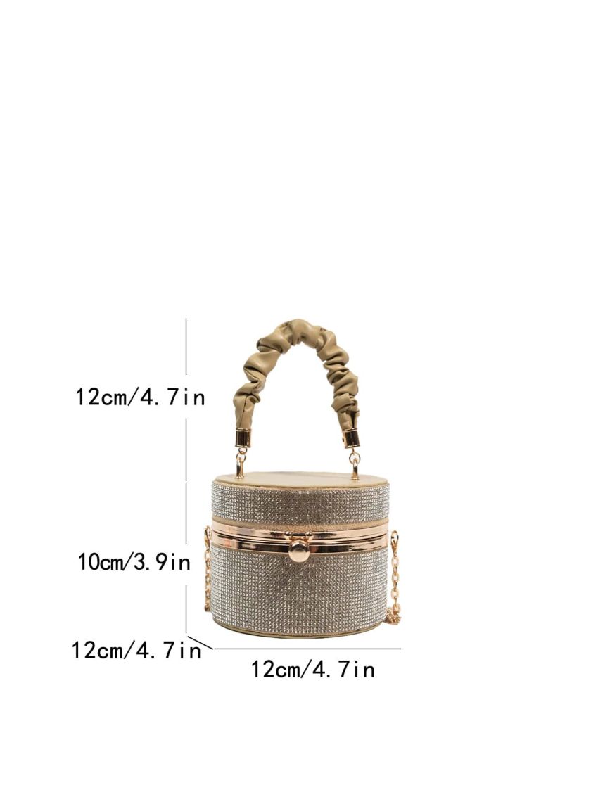 Mini Rhinestone Decor Chain Bucket Bag