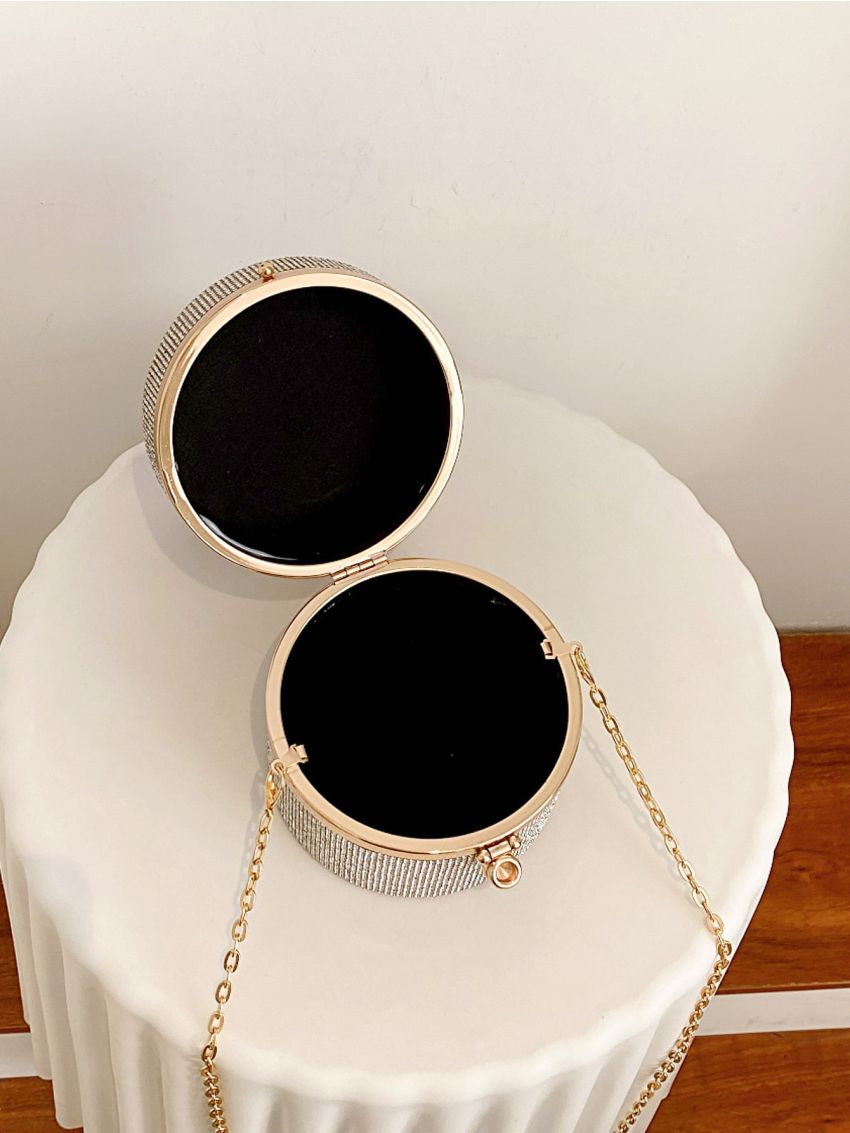 Mini Rhinestone Decor Chain Bucket Bag