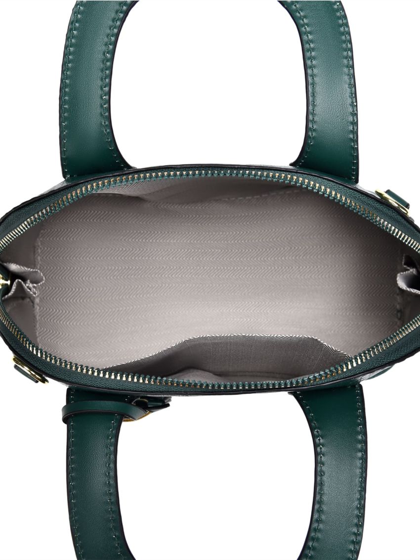 Snakeskin Embossed Letter Detail Chain Dome Bag