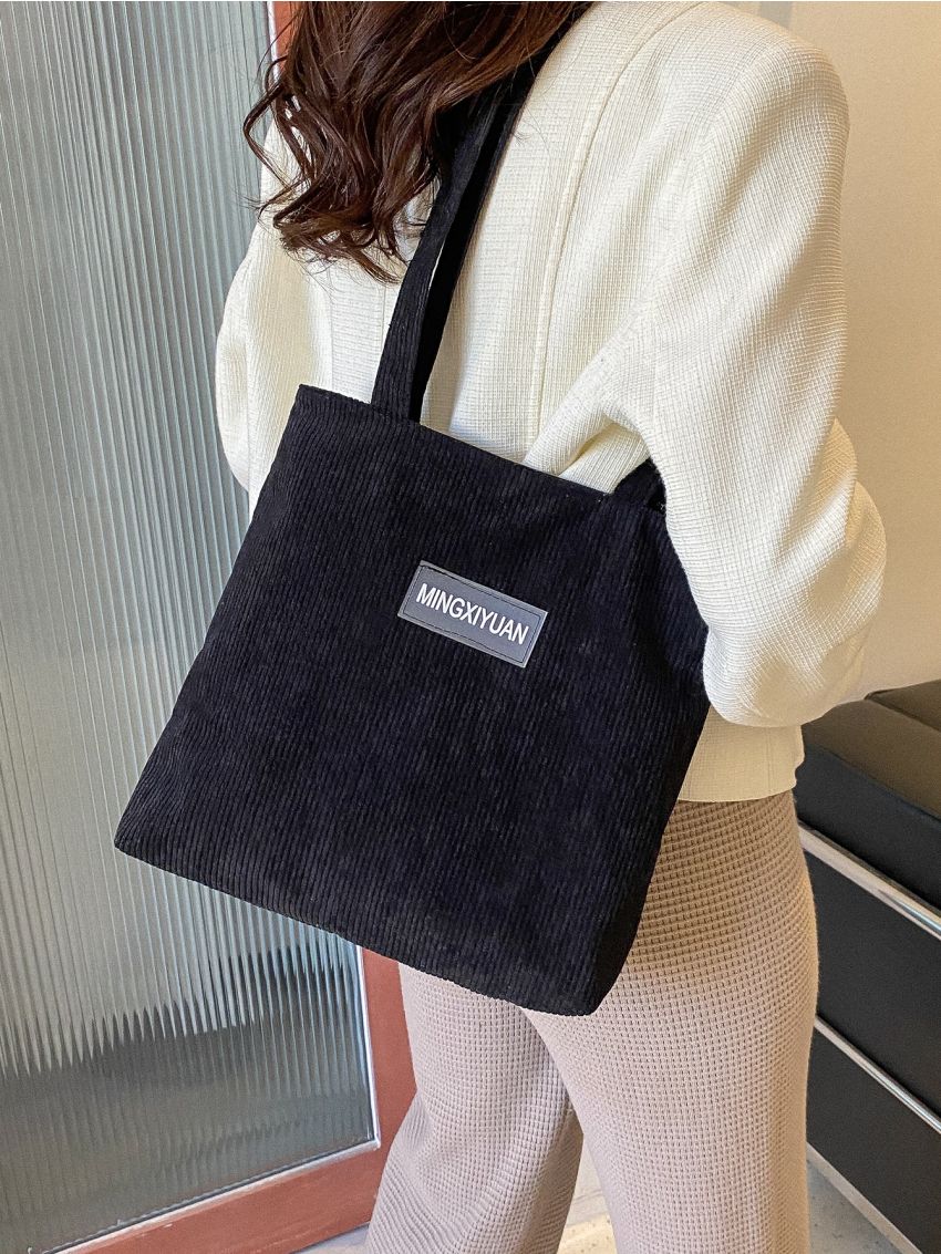 Letter Patch Decor Shopper Bag