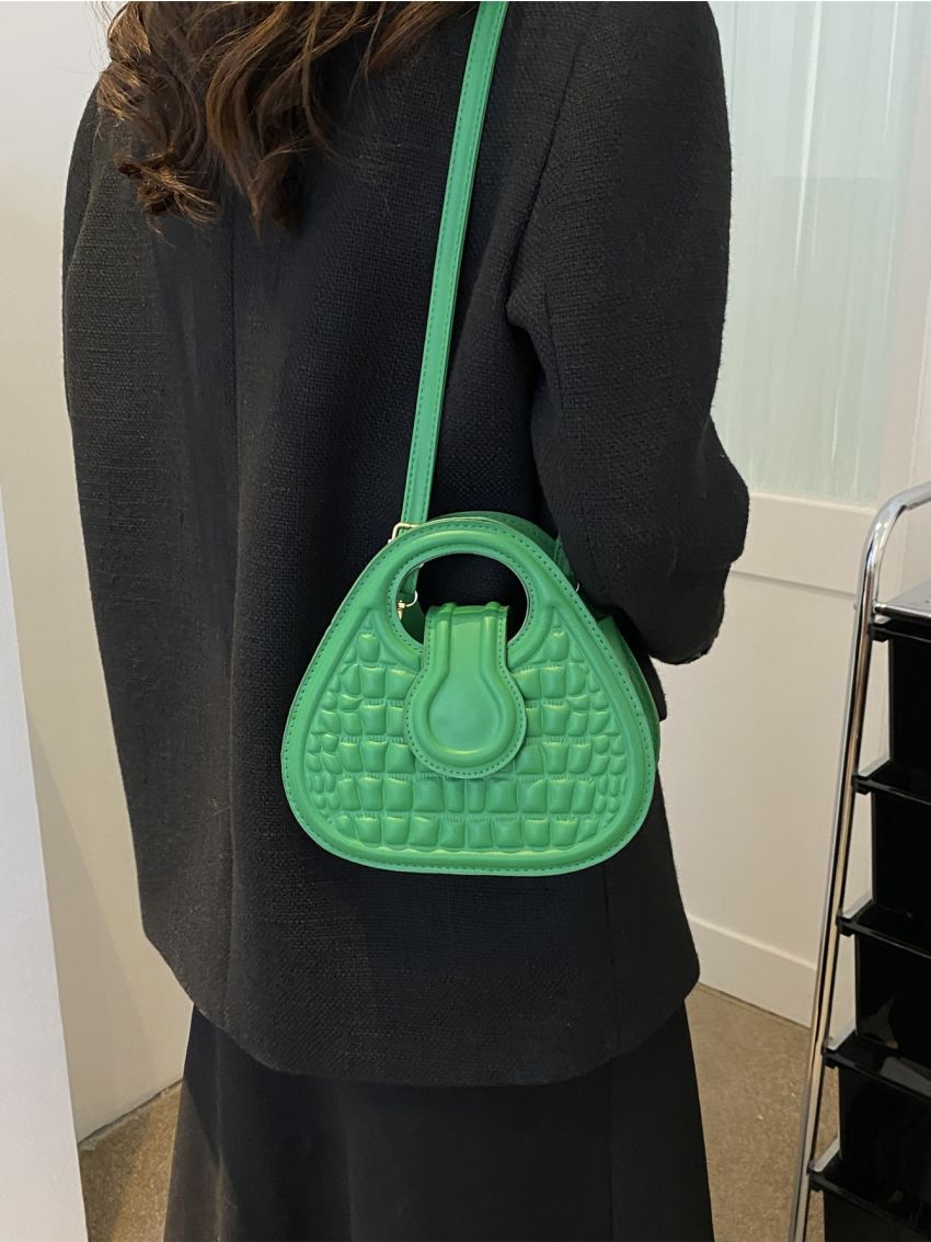 Crocodile Embossed Double Handle Novelty Bag