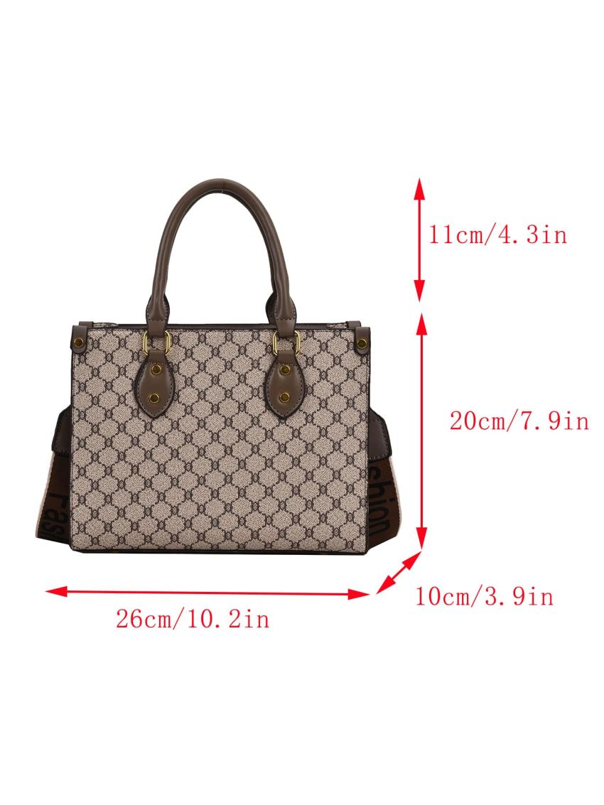 Geometric Pattern Studded Decor Square Bag