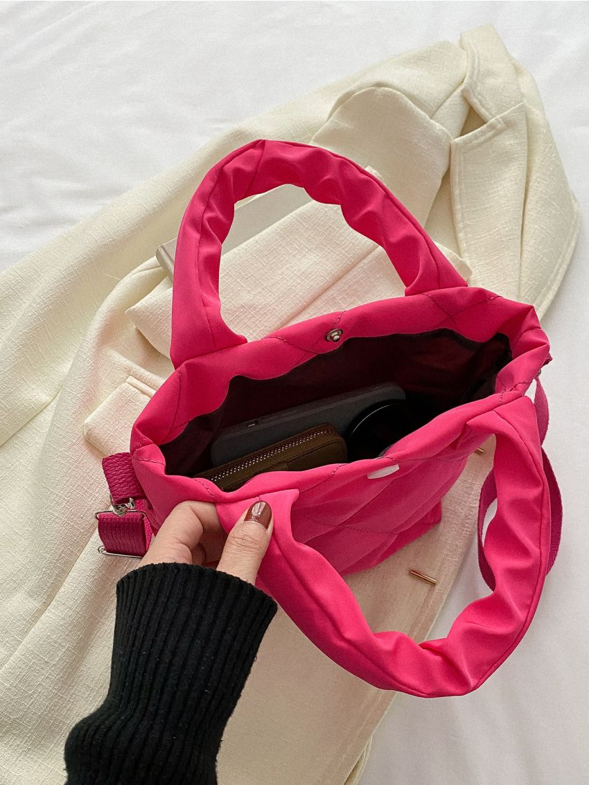 Mini Neon Pink Quilted Square Bag