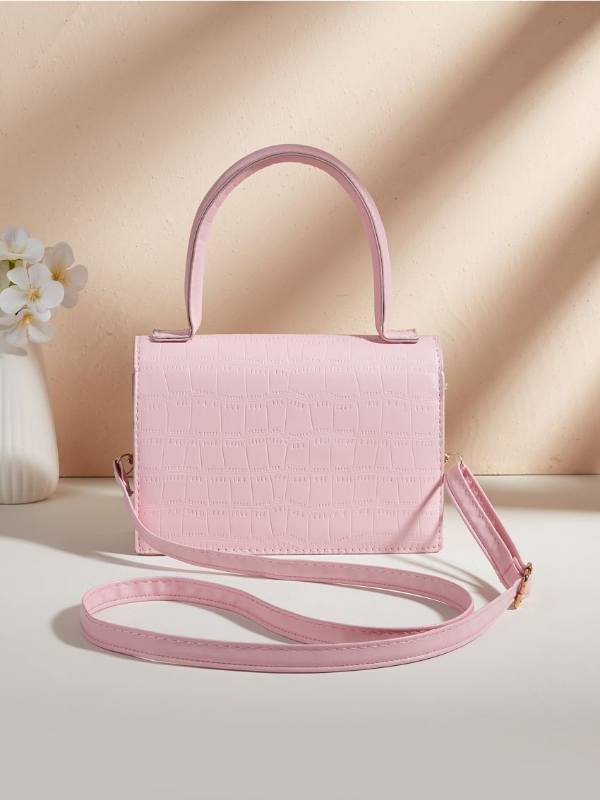 Mini Crocodile Embossed Irregular Flap Satchel Bag