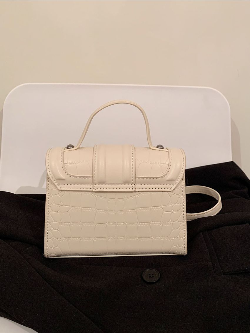 Mini Crocodile Embossed Flap Square Bag