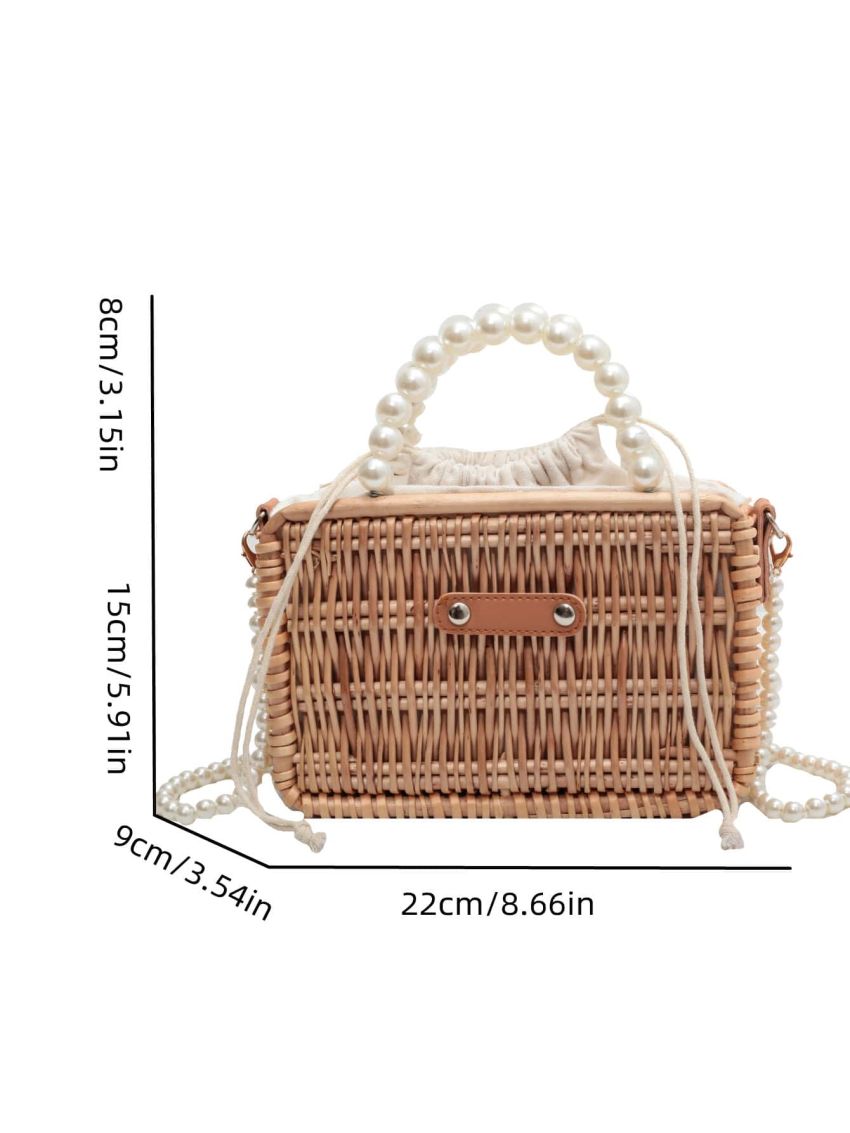 Faux Pearl Decor Satchel Bag